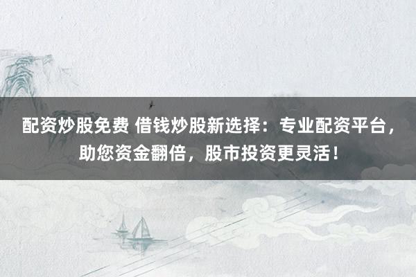 配资炒股免费 借钱炒股新选择：专业配资平台，助您资金翻倍，股市投资更灵活！
