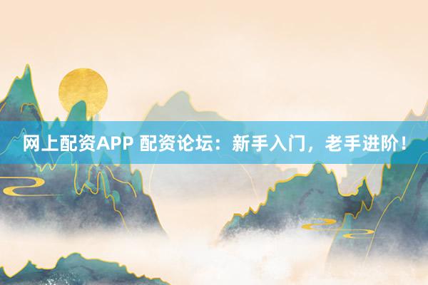 网上配资APP 配资论坛：新手入门，老手进阶！
