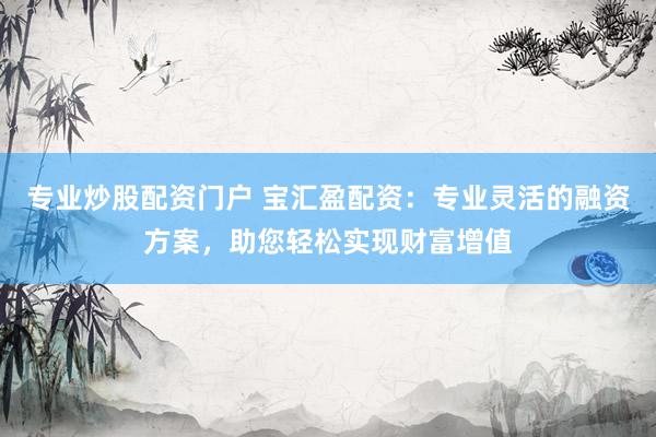 专业炒股配资门户 宝汇盈配资：专业灵活的融资方案，助您轻松实现财富增值