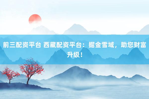 前三配资平台 西藏配资平台：掘金雪域，助您财富升级！