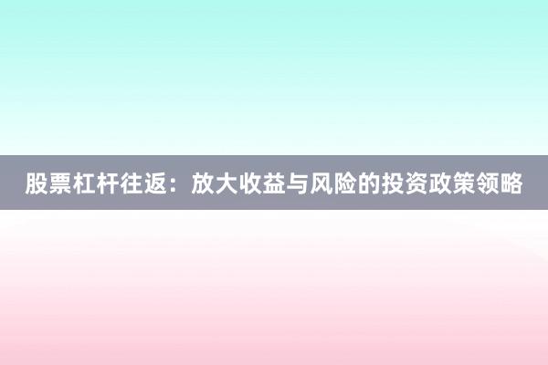 股票杠杆往返：放大收益与风险的投资政策领略