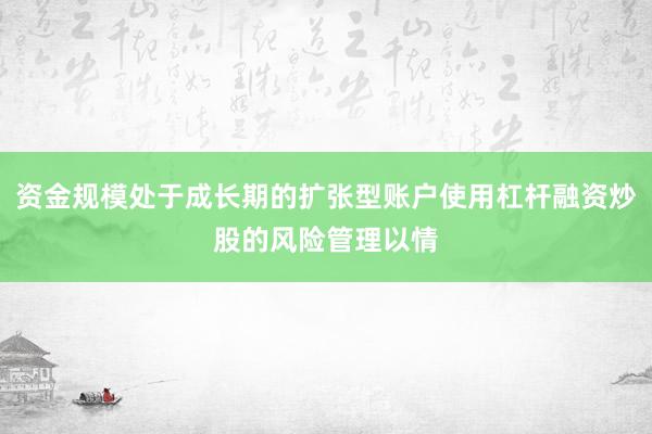 资金规模处于成长期的扩张型账户使用杠杆融资炒股的风险管理以情