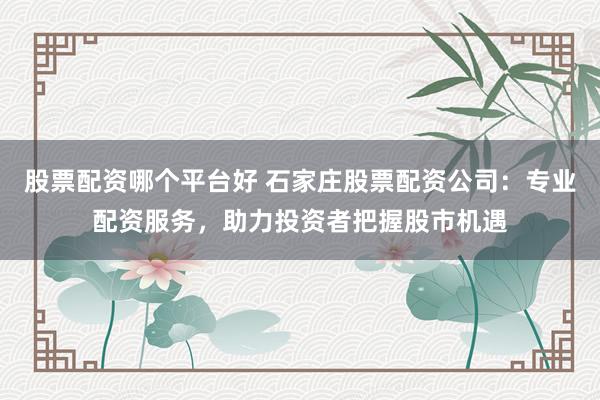 股票配资哪个平台好 石家庄股票配资公司：专业配资服务，助力投资者把握股市机遇