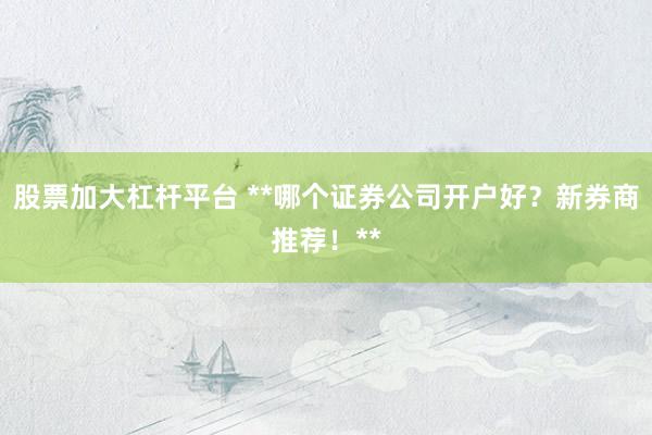 股票加大杠杆平台 **哪个证券公司开户好？新券商推荐！**